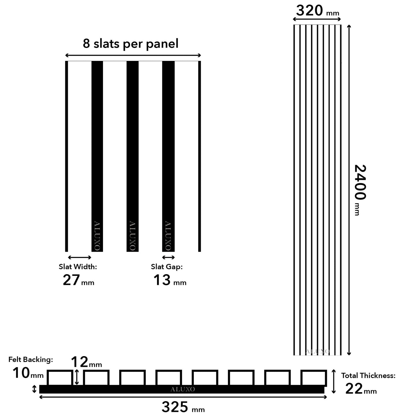 Panel Haus Colour Blue on Grey Felt Slat Wall Panel - 240cm x 32cm (2 Pack)