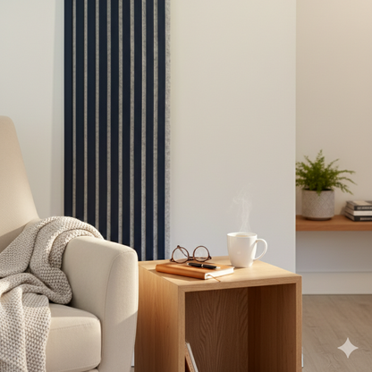 Panel Haus Colour Blue on Grey Felt Slat Wall Panel - 240cm x 32cm (2 Pack)