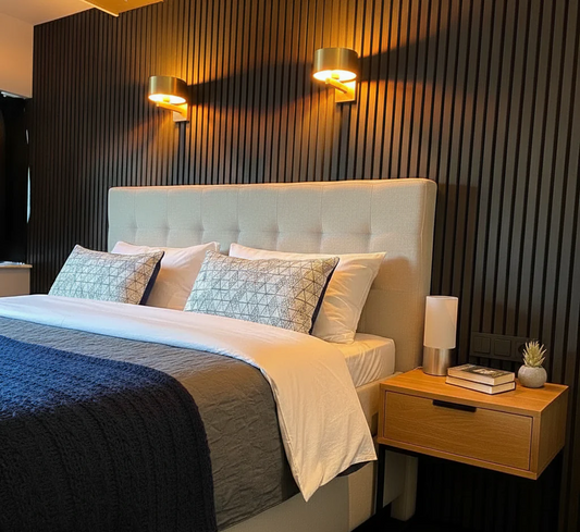 Panel Haus Premium 3-sided Wood Veneer Black Oak Acoustic Slat Wall Panel - 240cm x 32cm (2 pack)