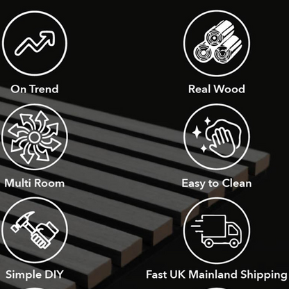 Panel Haus Colour Blue on Grey Felt Slat Wall Panel - 240cm x 32cm (2 Pack)